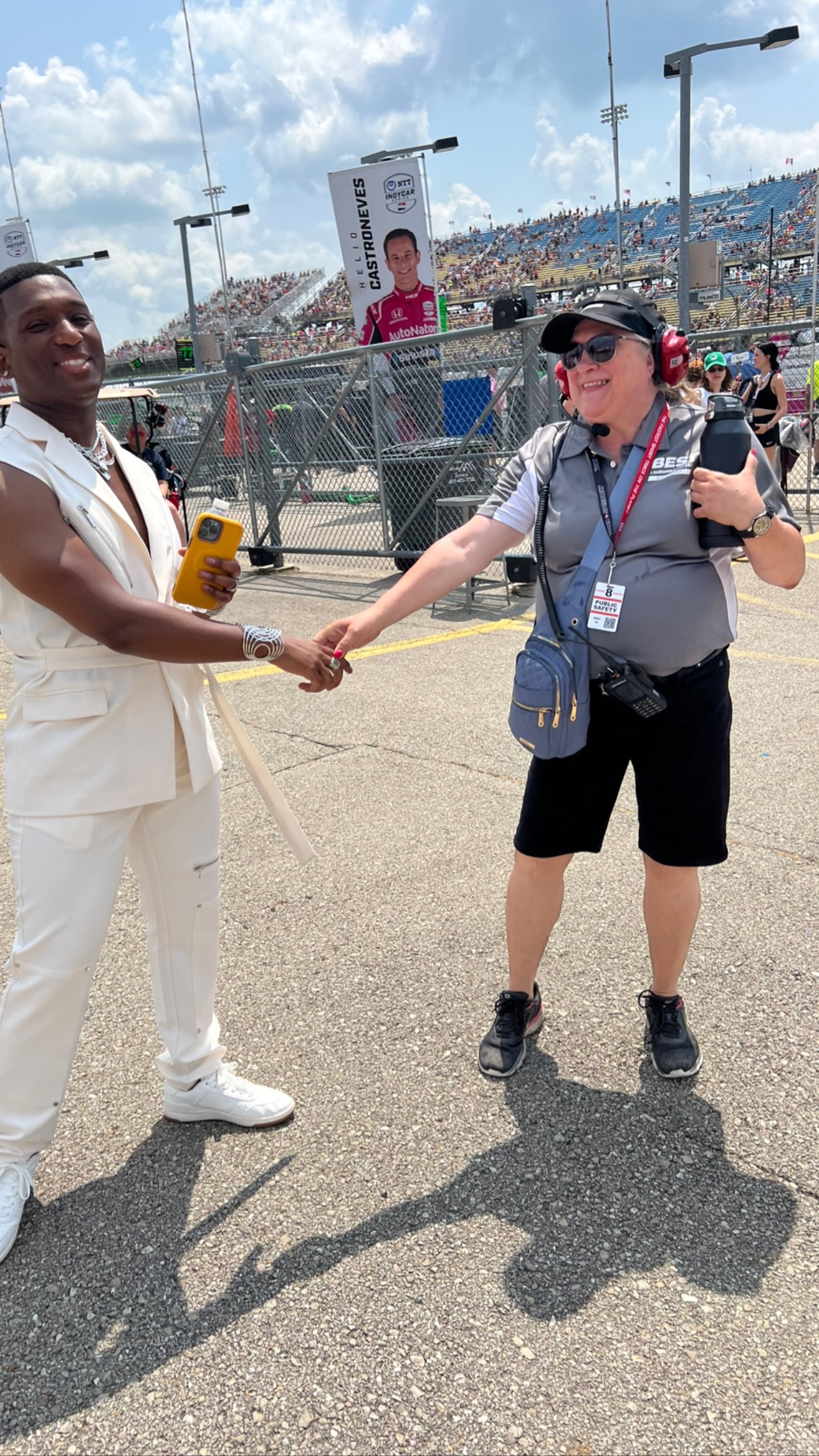 Liliana Grace greeting talent at race weekend