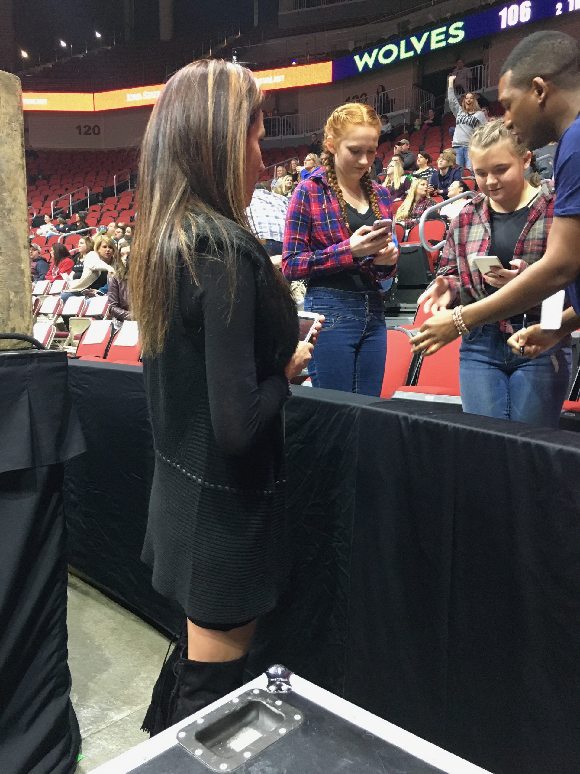 Liliana Grace meeting fans at an Iowa Wolves event