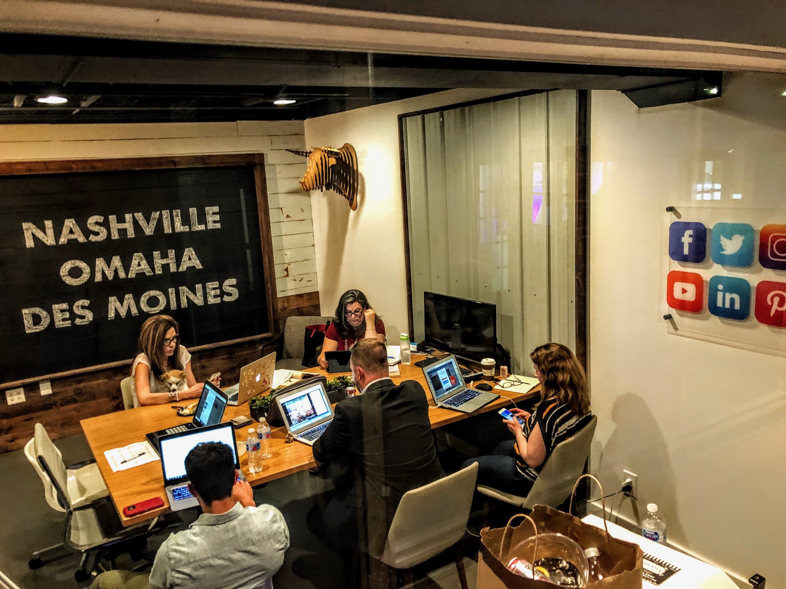 Marketing team planning around a conference table