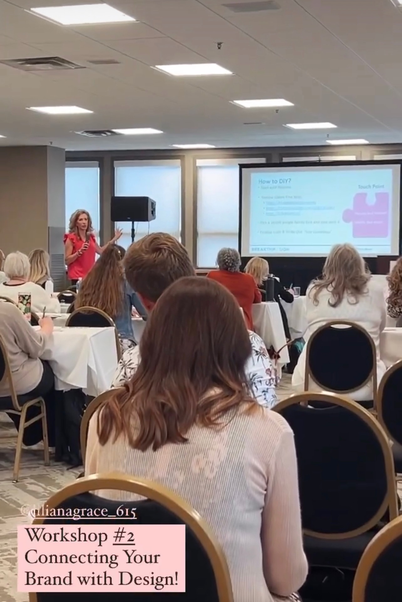 Liliana Grace presenting a brand design workshop